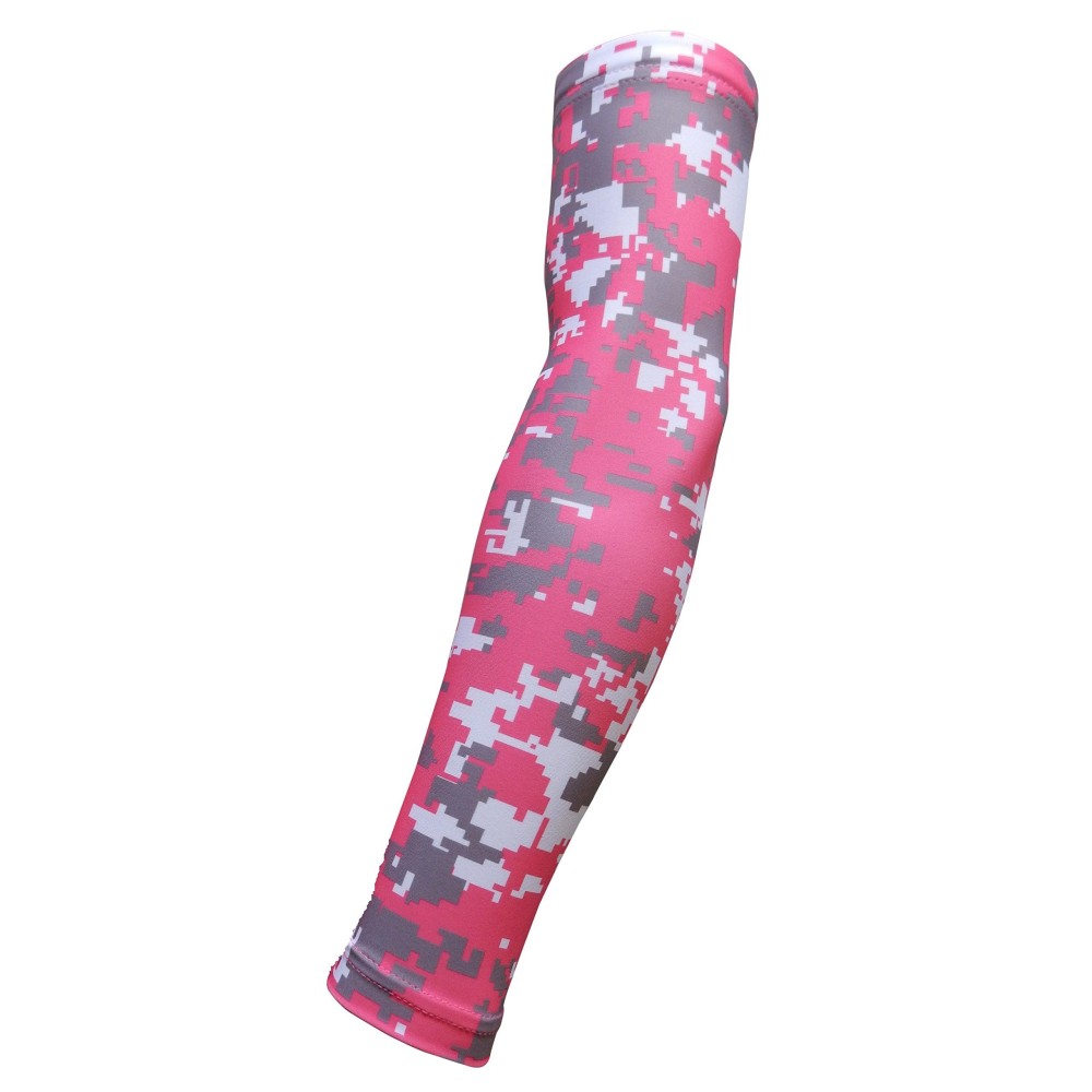 Sportsfarm New Pink Gray White Digital Camo Arm Sleeve - Moisture Wicking Compression (Youth Large)