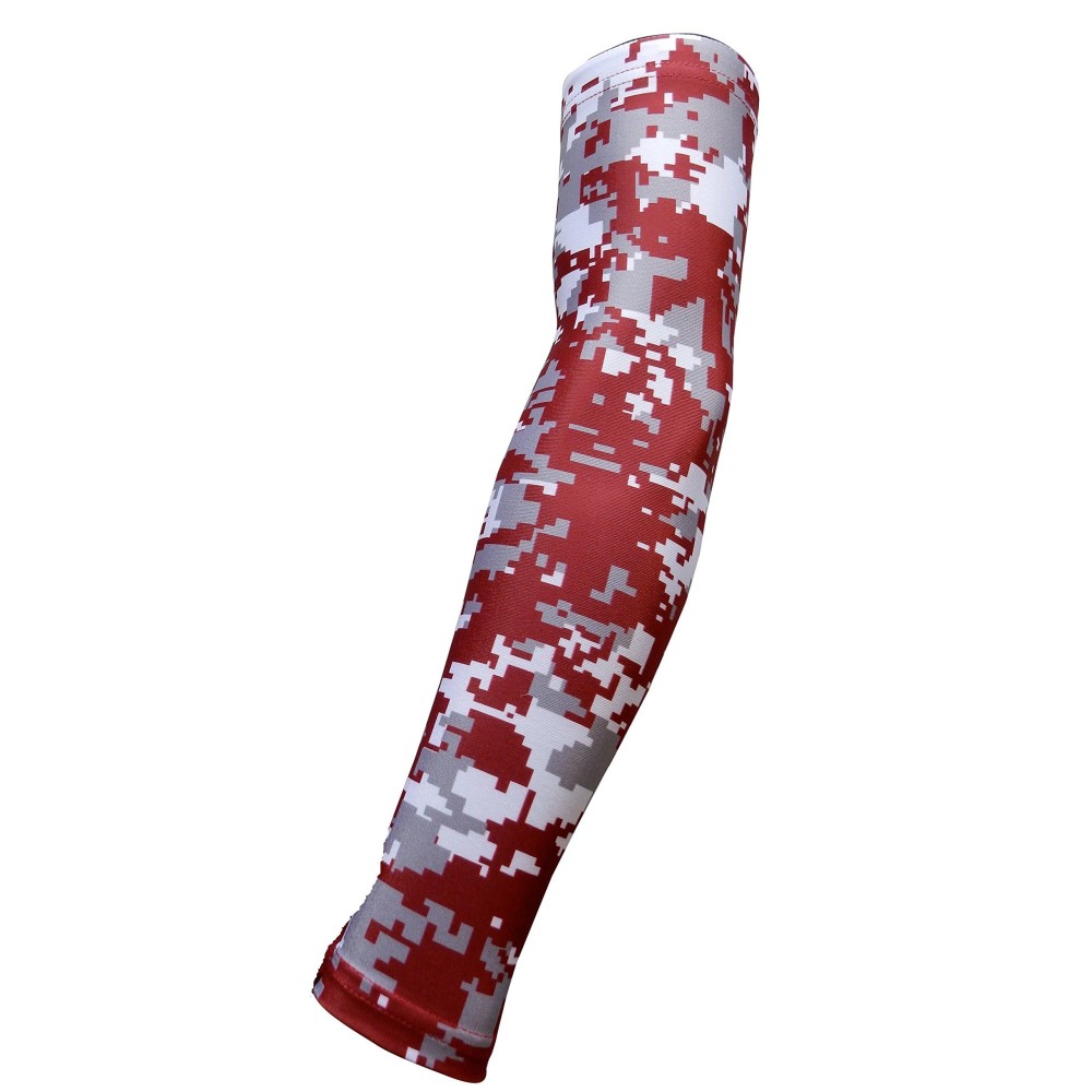 Sportsfarm New Maroon Gray White Digital Camo Arm Sleeve - Moisture Wicking Compression (Youth Medium)