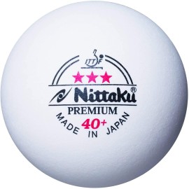 Nitaku Nb-1300 Three Star Premium Table Tennis Ball, Rigid Certified Ball, Plastic, Pack Of 3, White, 16 Inches (40 Mm)