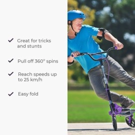 Yvolution Y Fliker Carver C5 Scooter 3 Wheels Foldable Wiggle Scooter Self-Propelling Drifting Scooter for Adults and Kids Ages 9+ Years Old