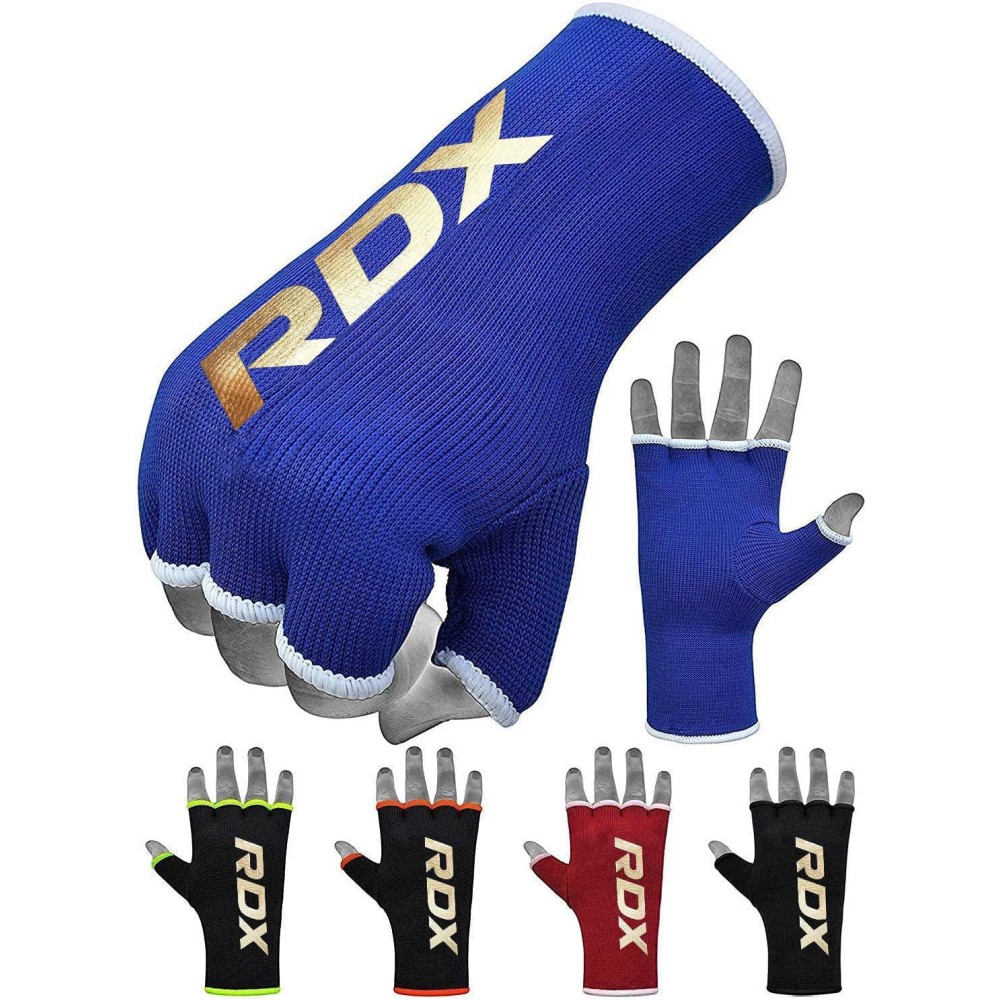 Rdx Boxing Inner Mitts Hand Wraps Mma Fist Protector Bandages, Large, Blue, Large, Blue