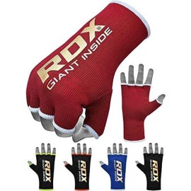 Rdx Boxing Inner Mitts Hand Wraps Mma Fist Protector Bandages,Red,Medium