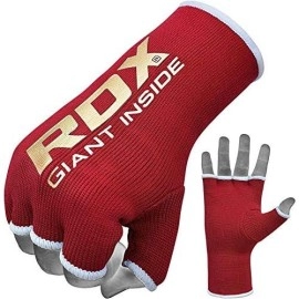 Rdx Boxing Inner Mitts Hand Wraps Mma Fist Protector Bandages,Red,Medium