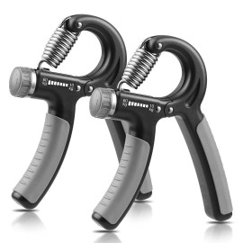 Niyikow 2 Pack Grip Strength Trainer, Hand Grip Strengthener, Adjustable Resistance 22-132Lbs (10-60Kg), Non-Slip Gripper, Perfect For Musicians Athletes And Hand Injury Recovery - Grey