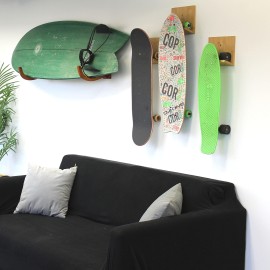 COR Surf Bamboo Skateboard Wall Rack | The Original Skateboard Wall Storage Mount for Storing Your Skateboard or Longboard Skate