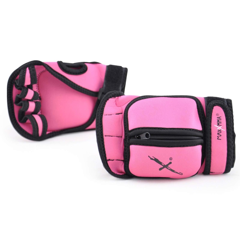 Maxxmma Adjustable Weighted Gloves, 2 Lb Set - Removable Weight (2 X 05 Lb Each Glove) For Sculpting Mma Kickboxing Cardio Aerobics Hand Speed Coordination Shoulder Strength (Pink)