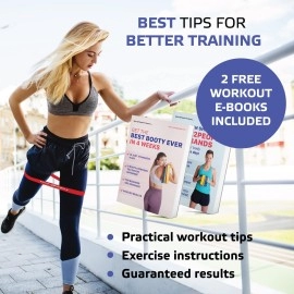 sport2people Set of 5 Exercise Resistance Loop Bands with 2 Workout E-Books for Strength Training and Physical Therapy - Fitness Mini Loops for Booty, Hips and Legs