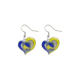 Aminco NBA Golden State Warriors Swirl Heart Earrings, Team Color, 2.5