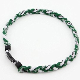 3 Rope 20 Titanium Ionic Sports Necklace Baseball Softball Soccer Braided Twist(Green/Green/White)