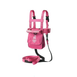 Launch Pad Ski And Snowboard Training Harness - Learn To Ski - Teaches Speed Control - Shock Absorbing Leashes - Perfect For Beginners (Pink)