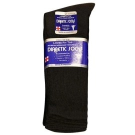 Physicians Approved Diabetic Socks Crew Unisex 3, 6 Or 12-Pack (13-15, 3 Pairs Black)