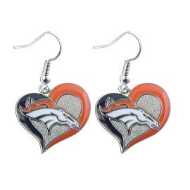 Nfl Denver Broncos Swirl Heart Earrings