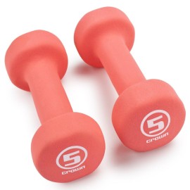 Set Of 2 Body Sculpting Hand Weights - Soft Neoprene Coated Dumbbell Set - Supplies For Exercise, Workout, Weight Loss, Body Building - For Men, Women, Seniors, Teens, And Youth (5 Lb)
