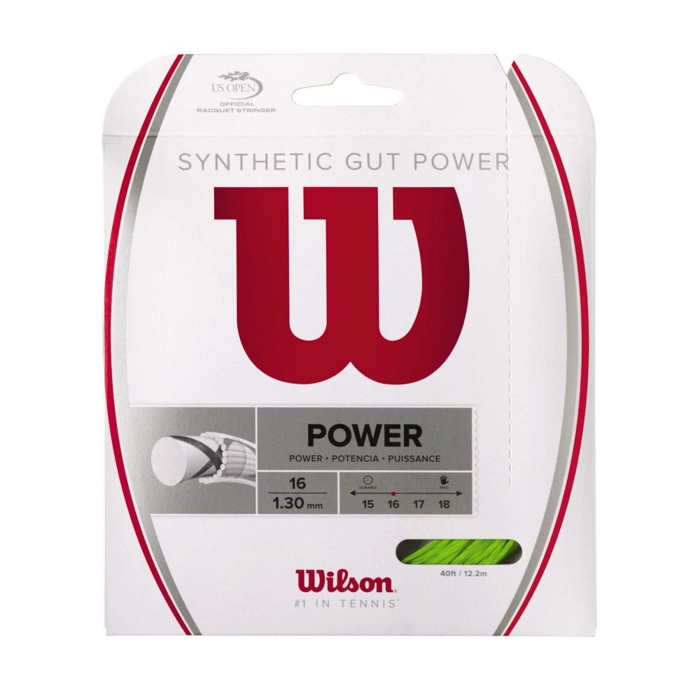 Wilson Synthetic Gut Power Tennis String, Lime, 16-Gauge