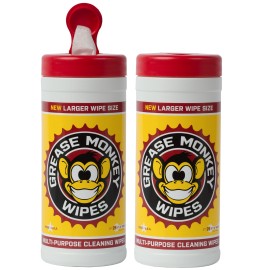 Grease Monkey Wipes Multi-Purpose, Heavy Duty Cleaning Wipes Canister, 25-Count, Pack Of 2