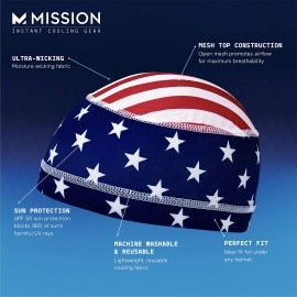 MISSION Cooling Helmet Liner- Cools Instantly When Wet, UPF 50, Wear Under Helmets, Hardhats & More- USA