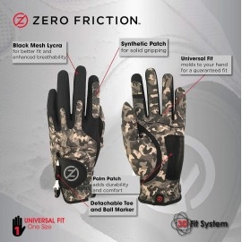 Zero Friction Men's Synthetic Golf Glove, Night Camouflage, Left Hand, One Size