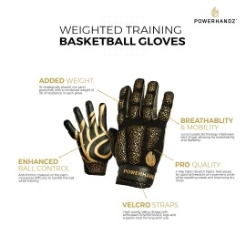 Powerhandz Weighted Anti-Grip Basketball Gloves For Ball Handling, Improved Dribbling, Strength And Resistance Training - Youth- 05 Lb