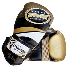 Farabi Sports Boxing Gloves Training Punching Bag Kick Boxing Muay Thai Bag Gloves (Pro Fighter Gold, 16-Oz)