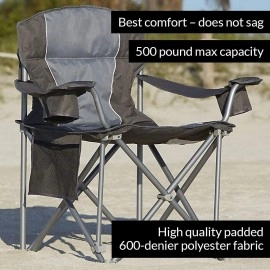 LivingXL 500-lb. Capacity Heavy-Duty Portable Chair (Charcoal)