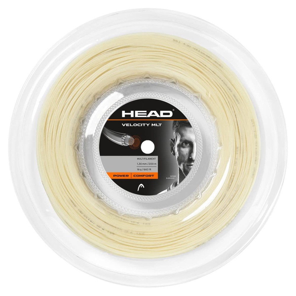 Head Velocity Mlt Tennis Racket String 660 Reel Multifilament Racquet String - Natural, 17 Gauge