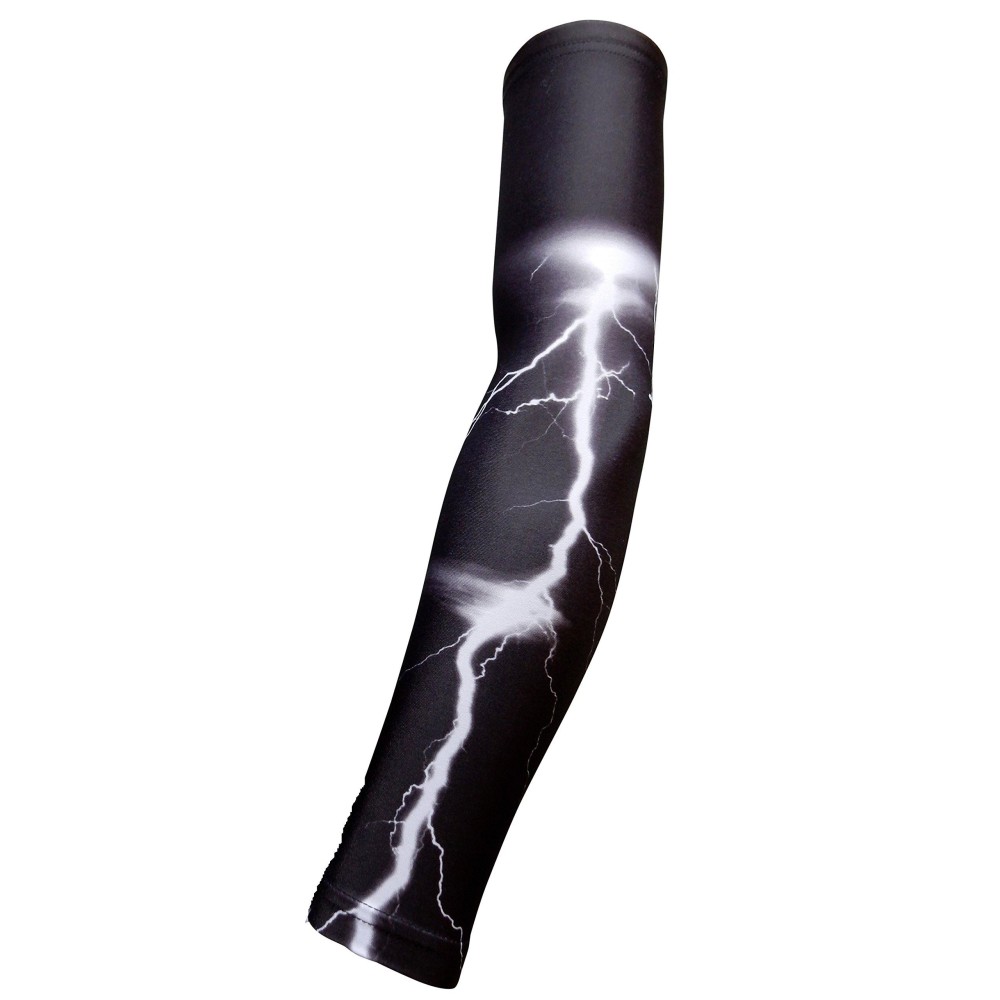 Sportsfarm New - Black White Lightning Moisture Wicking Compression Arm Sleeve (Small)