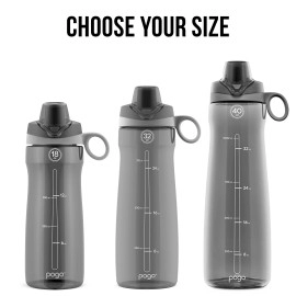 Pogo BPA-Free Tritan Plastic Water Bottle with Chug Lid, 32 Oz, Grey