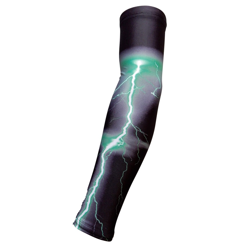 Sportsfarm New - Black Green Lightning Compression Sports Arm Sleeve (Youth Medium)