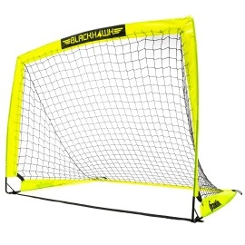 Franklin Sports Blackhawk Backyard Soccer Goal - Portable Kids Soccer Net - Pop Up Folding Indoor + Outdoor Goals - 4' x 3' - Optic Yellow