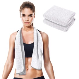 Fitness Gym Towels (2 Pack) for Workout, Sports and Exercise - Soft, Lightweight, Quick-Drying, Odor-Free