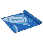 Gaiam Kids Yoga Mat Exercise Mat, Yoga for Kids with Fun Prints - Playtime for Babies, Active & Calm Toddlers and Young Children, Blue Rocket, 3mm