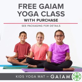 Gaiam Kids Yoga Mat Exercise Mat, Yoga for Kids with Fun Prints - Playtime for Babies, Active & Calm Toddlers and Young Children, Blue Rocket, 3mm