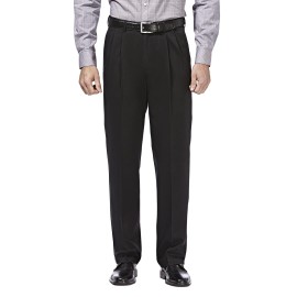 Haggar Mens Premium No Iron Khaki Classic Fit Pleat Front Regular And Big Tall Sizes, Black Pnik, 44W X 32L