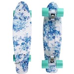 LMAI 22'' Cruiser Skateboard Graphic Blue Flower Floral Board Complete Skateboad