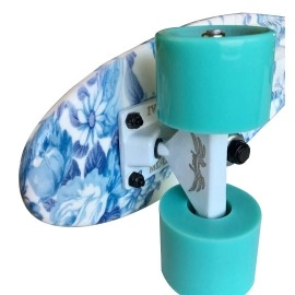 LMAI 22'' Cruiser Skateboard Graphic Blue Flower Floral Board Complete Skateboad