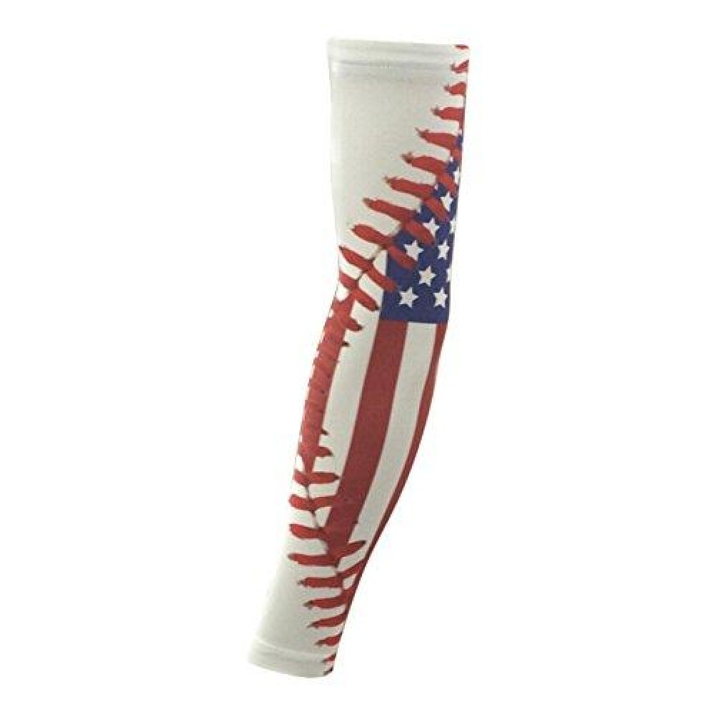 Sportsfarm New - Us Flag Baseball Stitch Sports Arm Sleeve (Large)