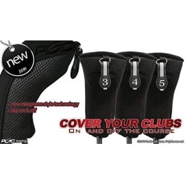 Black All Hybrid Headcover Set 3 4 5 Golf Club Covers Head Cover Mesh Complete