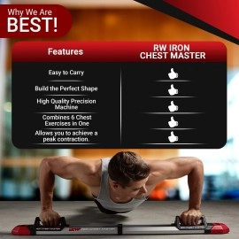 Iron Chest Master Push Up Machine - The Perfect Push Up Bar for Chest Workouts - Push Up Board Includes Resistance Bands and Unique Fitness Program for Men and Women