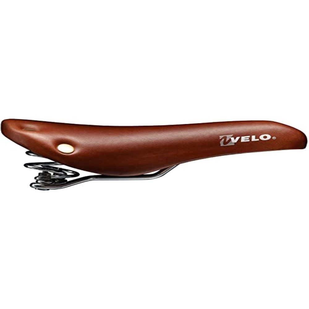 Velo Brown, Vintage Bicycle Saddle With Coil Spring And Rivets