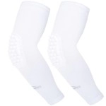 Coolomg Padded Arm Sleeves Compression Elbow Pads Basketball Baseball Football Volleyball Kids White Xl