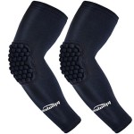 Coolomg Padded Arm Sleeves Compression Elbow Pads Basketball Baseball Football Volleyball Adult Black Xl