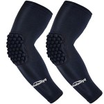 Coolomg Padded Arm Sleeves Compression Elbow Pads Basketball Baseball Football Volleyball Youth Adult Black M