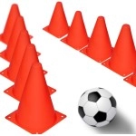 Novelty Place 7 Inch Multipurpose Training Cones (Set Of 12), Soft & Durable Traffic Cone For Safety, Agility, Soccer, Football & Other Activities - Neon Red