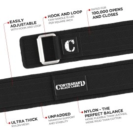 Contraband Black Label 4010 4 Inch Nylon Weight Lifting Belt w/ Hook & Loop | Heavy Duty Weight Belt and Back Support Belt for Weight Lifting | Weightlifting Belt for Men & Women (Black, Medium)