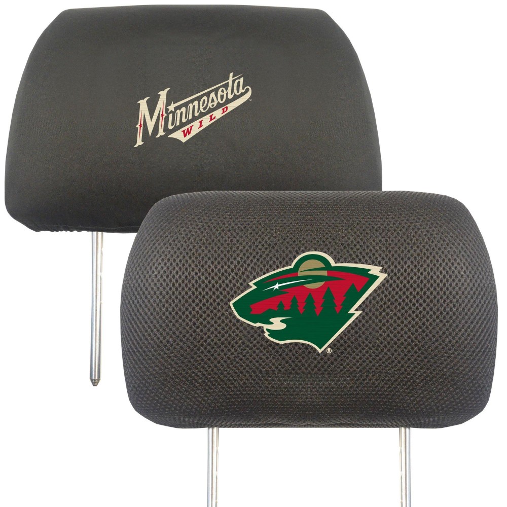 FANMATS 17180 Minnesota Wild Embroidered Head Rest Cover Set - 2 Pieces