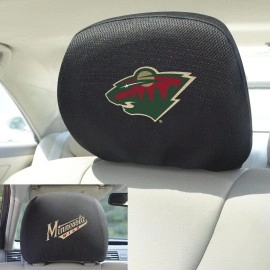 FANMATS 17180 Minnesota Wild Embroidered Head Rest Cover Set - 2 Pieces