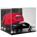 SAFTGARD SUPPLIES Deluxe Acrylic Baseball Cap Hat Display w/Mirror Back & Gold Risers