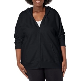 JUST MY SIZE womens Comfortsoft Ecosmart Fleece Full-zip Women's athletic hoodies, Ebony, 3X US