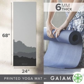 Gaiam Yoga Mat Premium Print Extra Thick Non Slip Exercise & Fitness Mat for All Types of Yoga, Pilates & Floor Workouts, Granite Mountains, 6mm