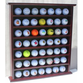 DisplayGifts Golf Gift 49-Golf Ball Display Case Cabinet Rack, No Door Open Rack Mahogany Finish